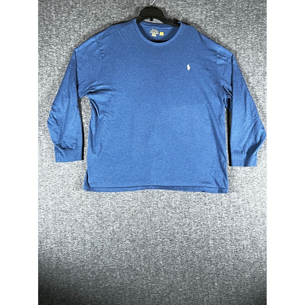 Polo Ralph Lauren Mens XXL Classic Fit Long Sleeve T-Shirt Blue Heathered Pony